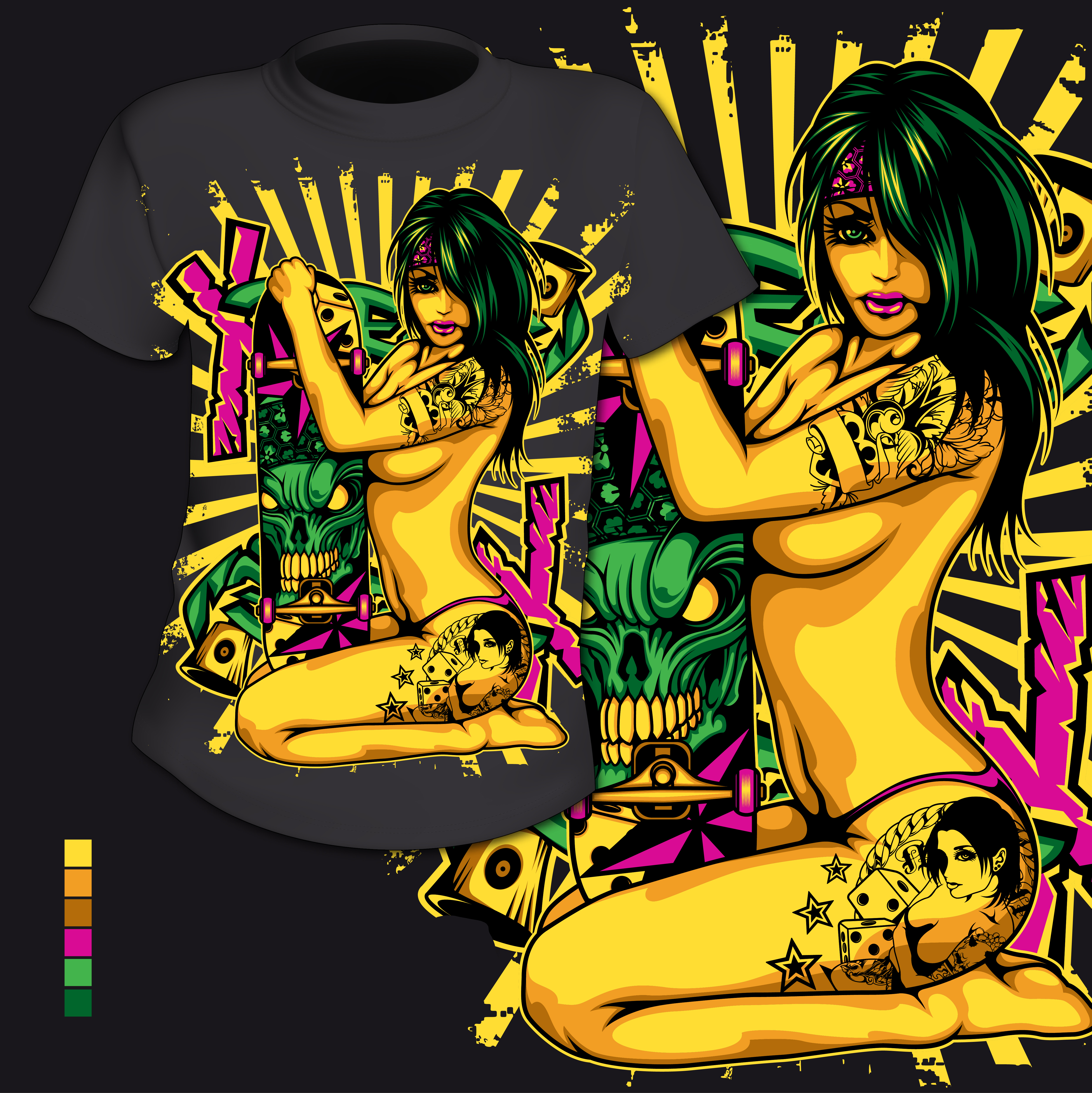 Dirty Crazy T-Shirt Mockup EPS Vector Resource